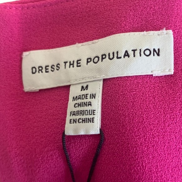 NWT Dress the Population Barbie Pink Sleeveless Slit Dress Knee Length Medium - Picture 5 of 13